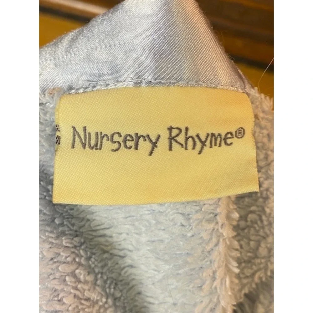 Nursery Rhyme Baby Blanket Blue Plush Fleece Satin Trim Security Lovey 37
